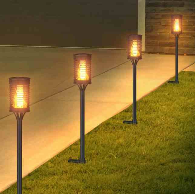 Kunstig Rattan Flame Light Udendørs Have Solar Light