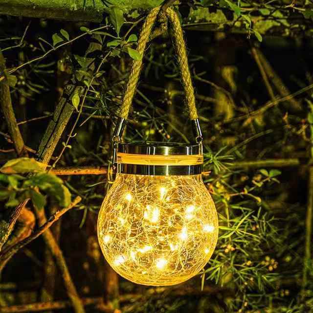 Julepynt LED Solar Glas Crackle Ball hængende lys